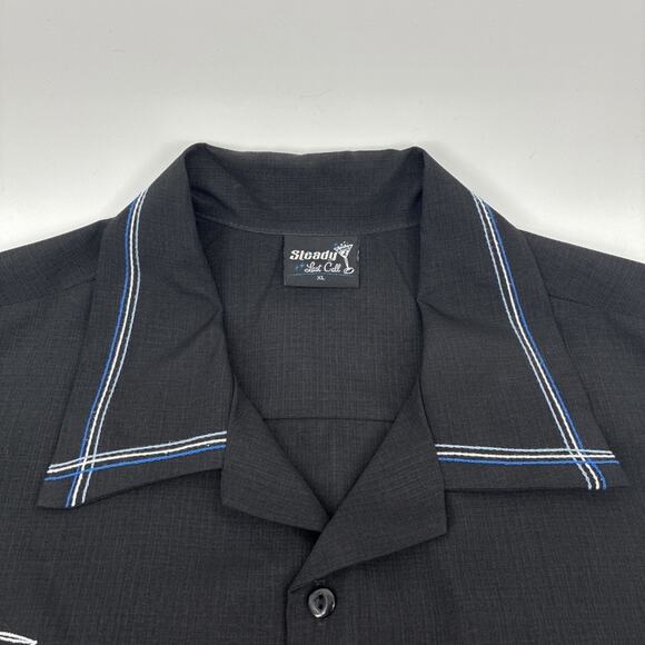 Steady Last Call Shirt Men XL Black Martini Bowling Rockabilly Retro USA - Picture 3 of 10